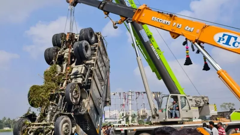 Bengaluru Lorry Driver Dies as 12-Wheeler Plunges into Bidaraguppe Lake