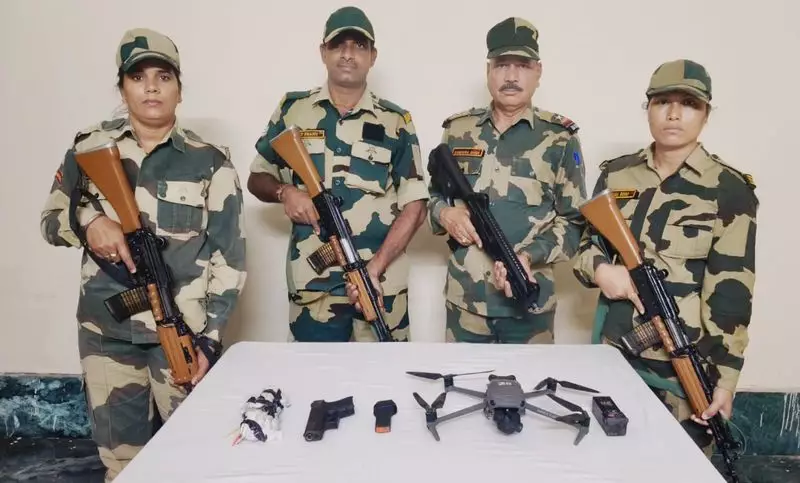 BSF Thwarts Smuggling Bid: Drones, Pistols & Heroin Intercepted at Punjab Border