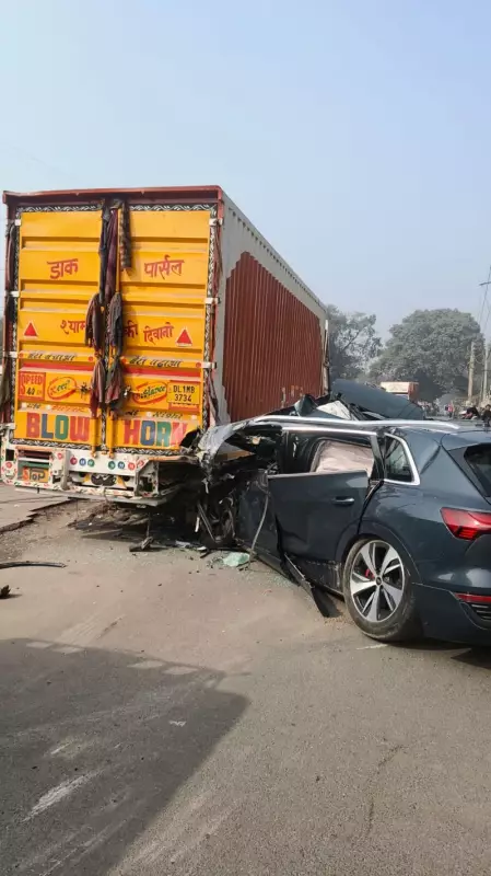 Car Crashes Into Parked Truck in Delhi, Driver Injured in Early Morning Accident