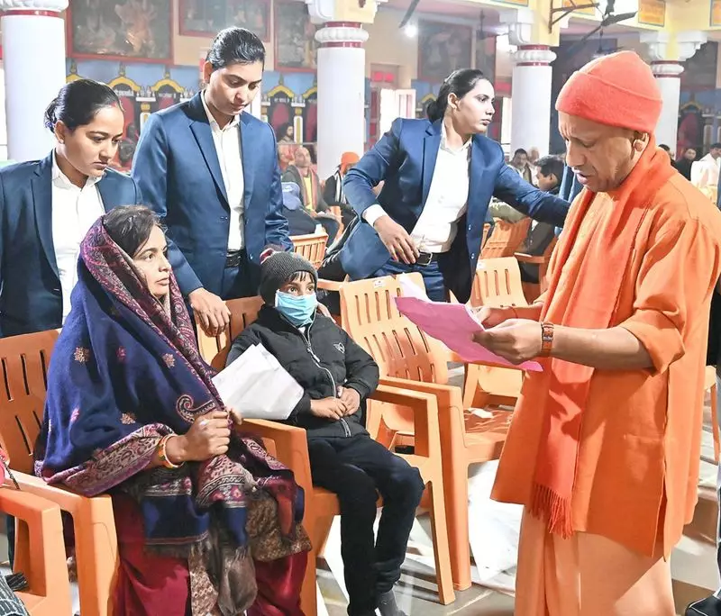 CM Adityanath Holds Janata Darshan at Gorakhnath Temple, Hears Public Grievances