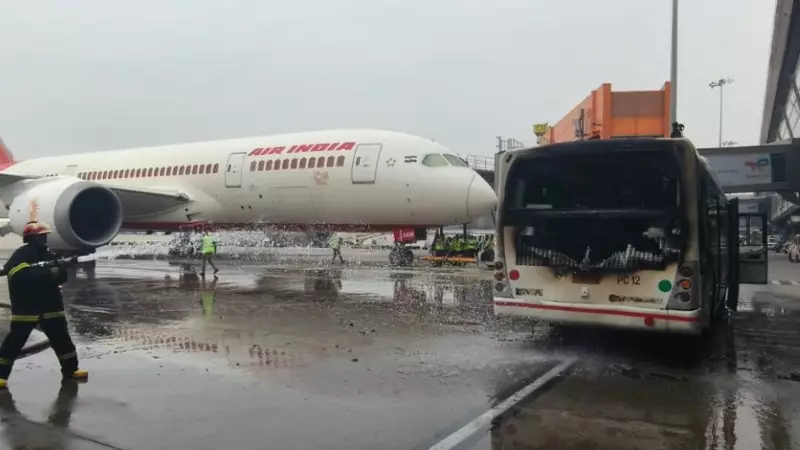 Delhi Airport Terminal 3 Evacuation: Bus Catches Fire Near Departures, No Casualties Reported