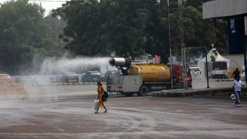 Delhi's Water Sprinklers Run Round-the-Clock at Monitoring Stations Amid Pollution Controversy