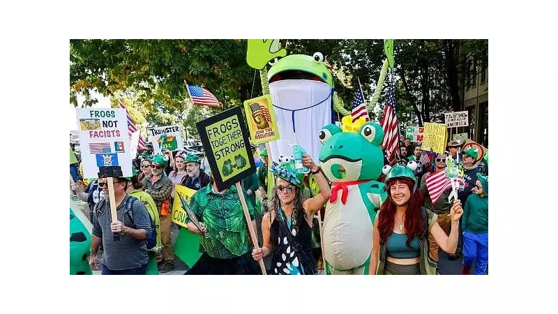 Inflatable Frog Costumes Become Unlikely Symbol of Resistance in US Anti-Trump Protests