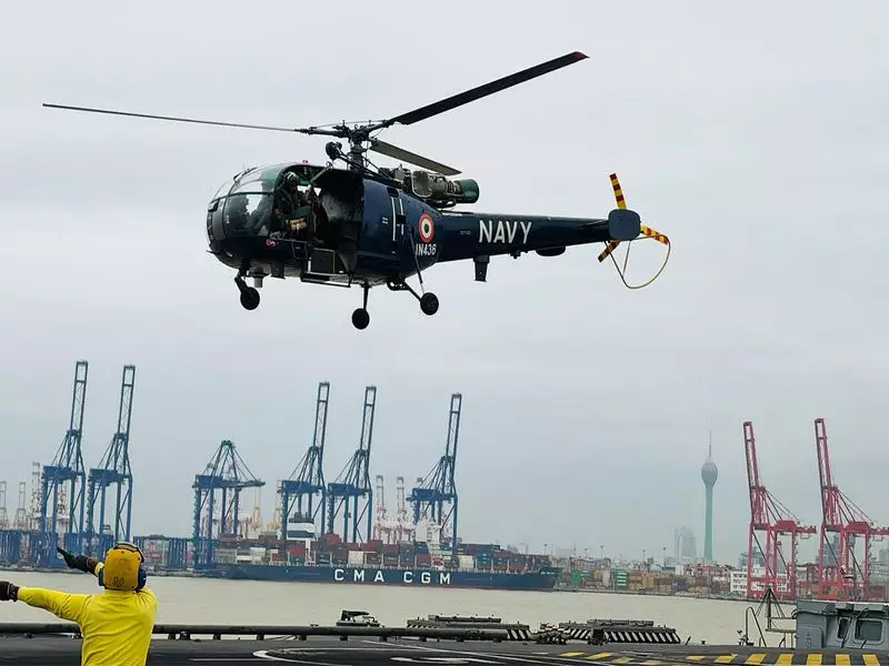 INS Vikrant's Chetak Helicopters Execute Sri Lanka Rescue Mission