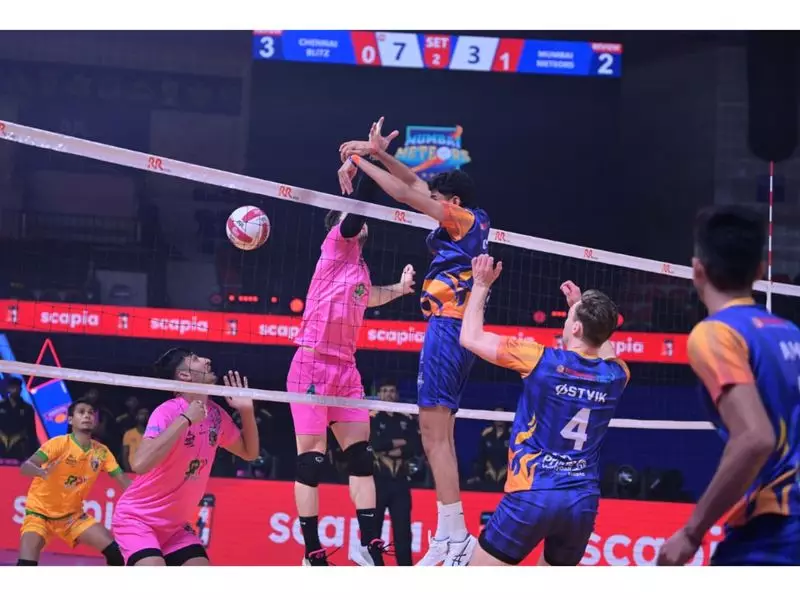 Mumbai Meteors Soar Into PVL 2025 Semi-Finals With Thrilling Victory Over Chennai Blitz