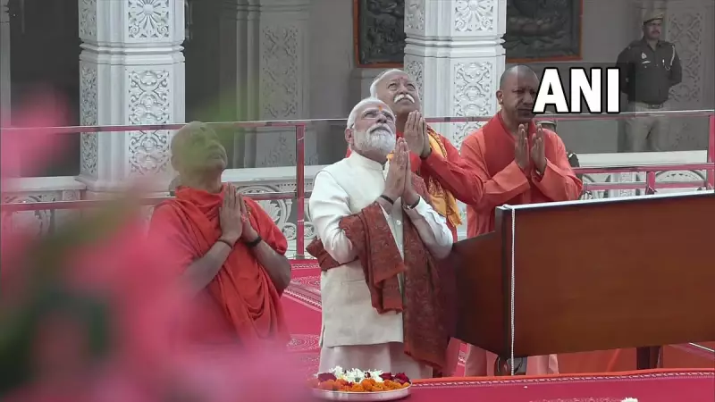 PM Modi Leads Grand Ayodhya Roadshow Ahead of Ram Temple Flag Ceremony