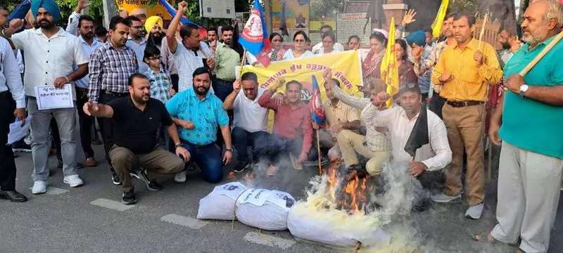 Punjab Computer Teachers Burn Government Effigy in Jalandhar Protest Over Unmet Demands