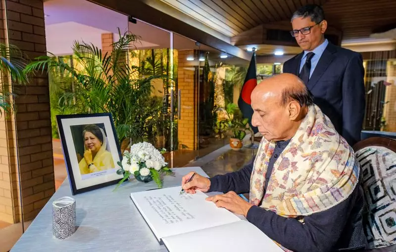 Rajnath Singh Visits Bangladesh High Commission, Signs Condolence for Khaleda Zia