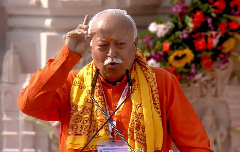 RSS Chief Mohan Bhagwat Hails Ram Temple Flag Hoisting as Historic Moment