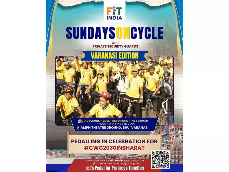Varanasi Hosts Fit India Sunday Cycling Event to Mark 2030 CWG Hosting