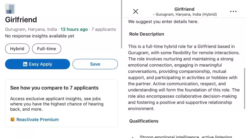 Viral Reddit Post Parodies LinkedIn with 'Girlfriend' Job Listing in Gurgaon