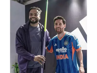Lionel Messi Wears Team India T20 Jersey, Meets Paralympic Champ Sumit Antil in Delhi