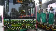Delhi CM Rekha Gupta Flags Off 40 New Electric Buses in Azadpur