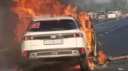 Family of 5 Escapes Seconds Before SUV Bursts into Flames on Ahmedabad-Vadodara Expressway