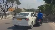 Road Rage Turns Violent: Cab Rams Motorcycle on KR Puram Flyover in Bengaluru