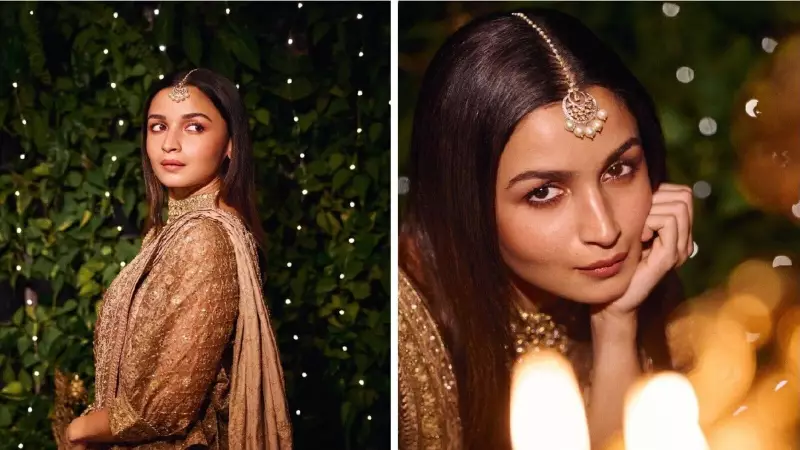 Alia Bhatt's Diwali Glamour: A Rose Gold Silk Saree Masterclass That Stole The Spotlight