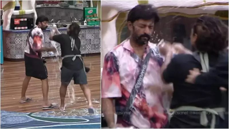 Bigg Boss Malayalam 7 Erupts: Nevin Throws Milk on Shanavas in Shocking Kitchen Clash!