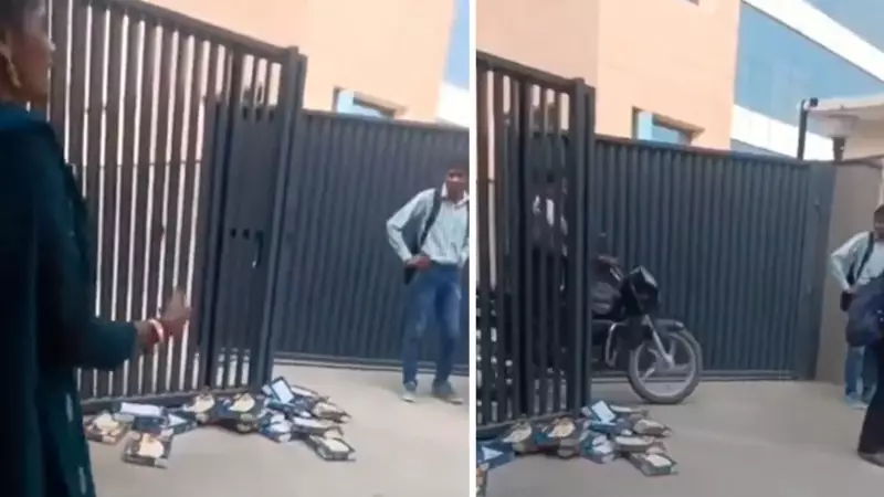 Diwali Drama Goes Viral: Angry Employees Toss 'Soan Papdi' Gifts at Company Gate in Protest