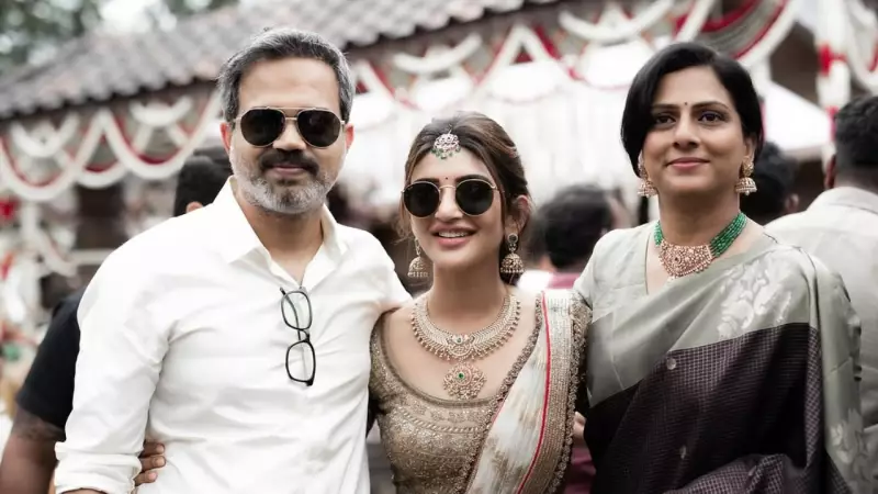 Sreeleela Shines at Bhuvan Gowda's Wedding Bash, Shares Frame with KGF Director Prashanth Neel