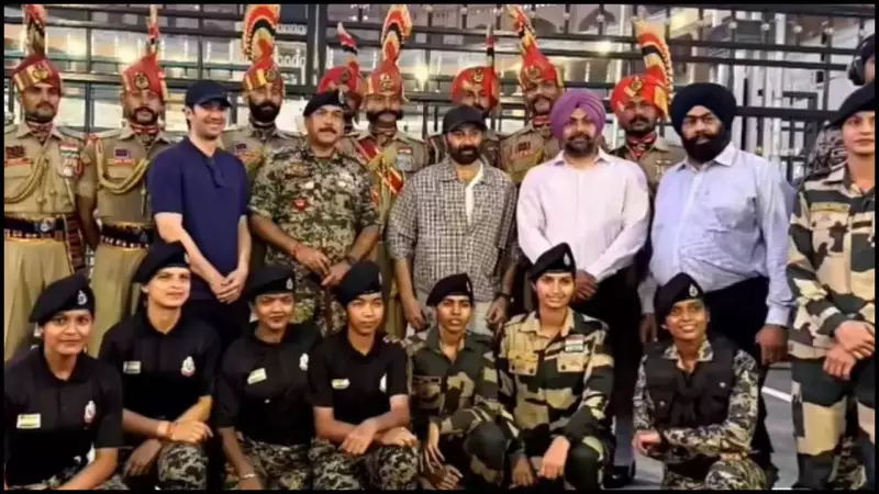 Sunny Deol's Patriotic Wagha Border Visit: Hindustan Zindabad Chants Echo as BSF Jawans Welcome Bollywood Star