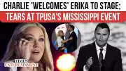 Erika Kirk Breaks Down as Late Husband Charlie's Voice Echoes On Stage | Emotional Moment