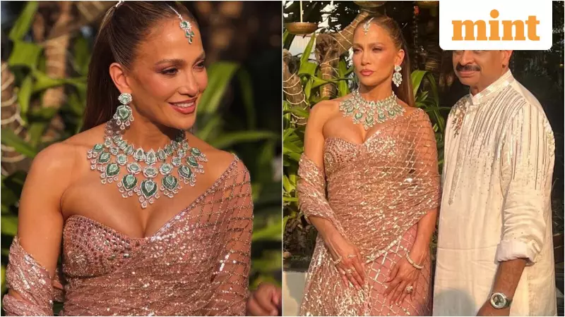 Jennifer Lopez Stuns in Pink Saree at Udaipur Billionaire Wedding
