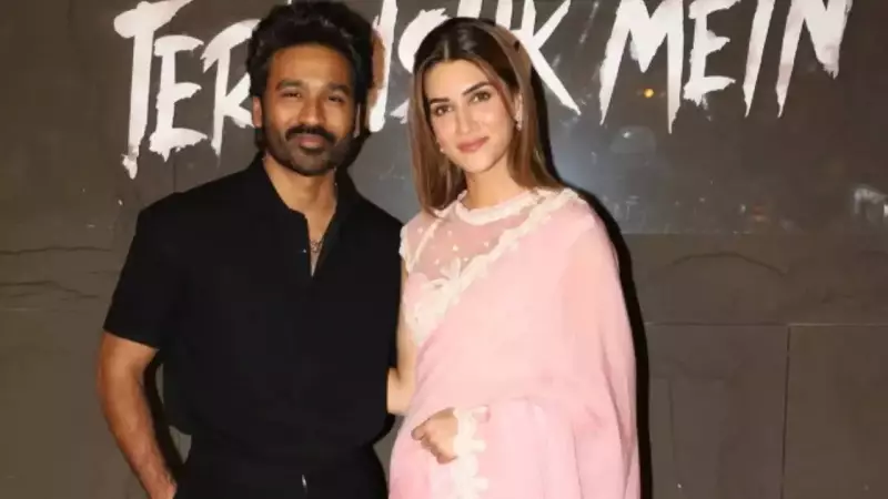 Kriti Sanon stuns in blush pink Torani saree at Tere Ishk Mein event