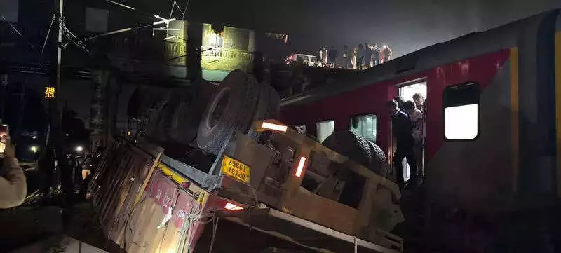 Truck Plunges 25 Feet on Railway Tracks, Narrowly Misses Garib Rath Express