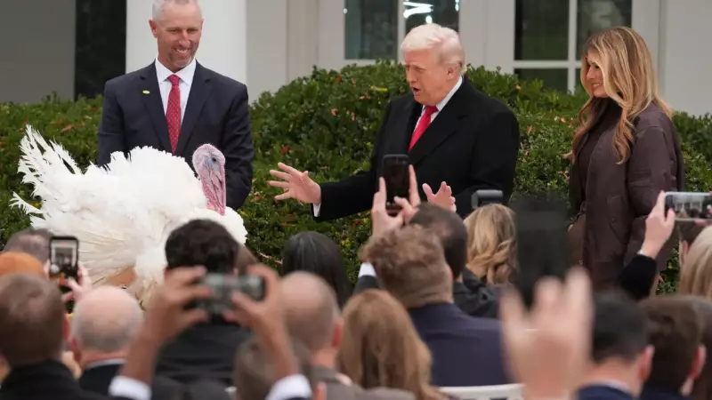 Trump Pardons Turkeys, Roasts Foes in Thanksgiving Spectacle