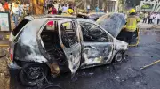 CNG Car Fire in Navi Mumbai Damages SUV, Driver Booked Under BNS