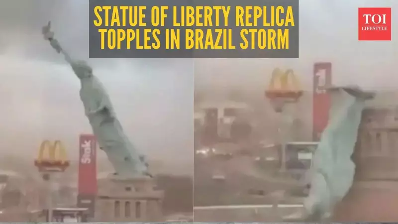 24-Metre Statue of Liberty Replica Topples in Brazil Storm, No Injuries