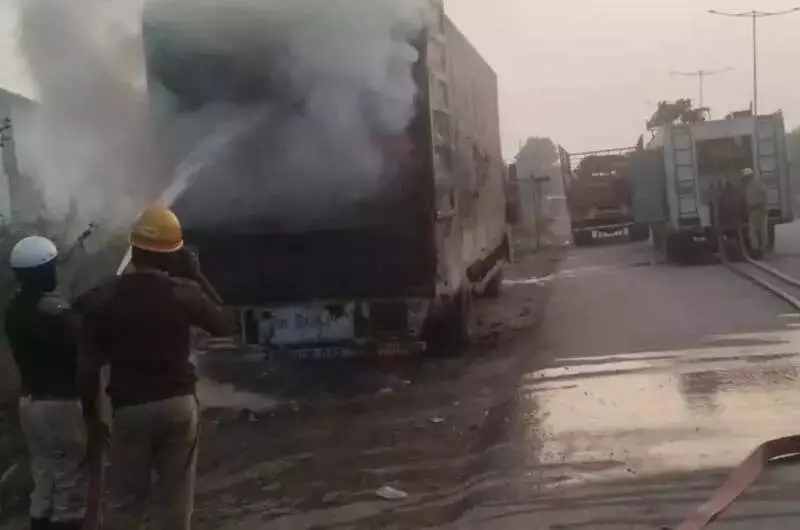 40 New Bikes Gutted in Ballari Truck Fire, Suspected Battery Spark