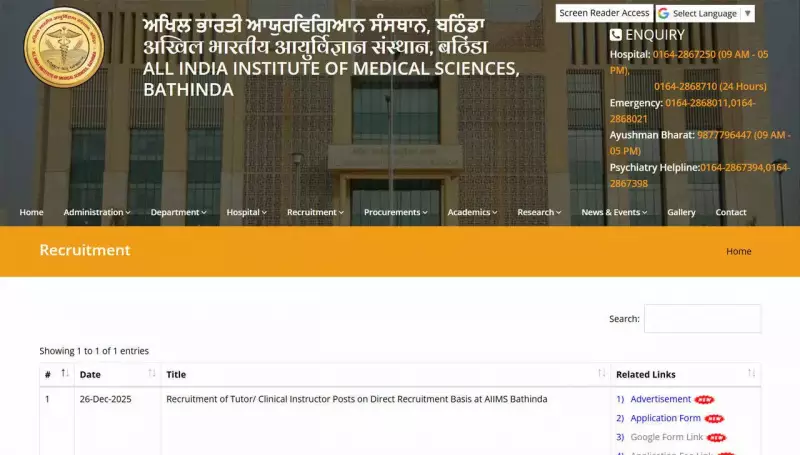AIIMS Bathinda Recruitment 2025: Apply for 6 Tutor & Clinical Instructor Posts