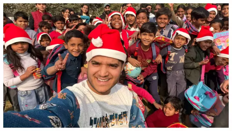 Bigg Boss 19's Mridul Tiwari Spreads Christmas Cheer Among Noida Kids