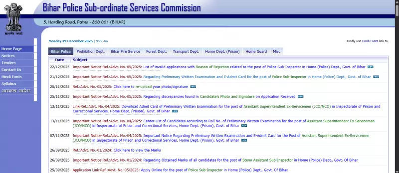 Bihar Police SI Admit Card 2025: Download from Dec 30, Exam Dates Announced