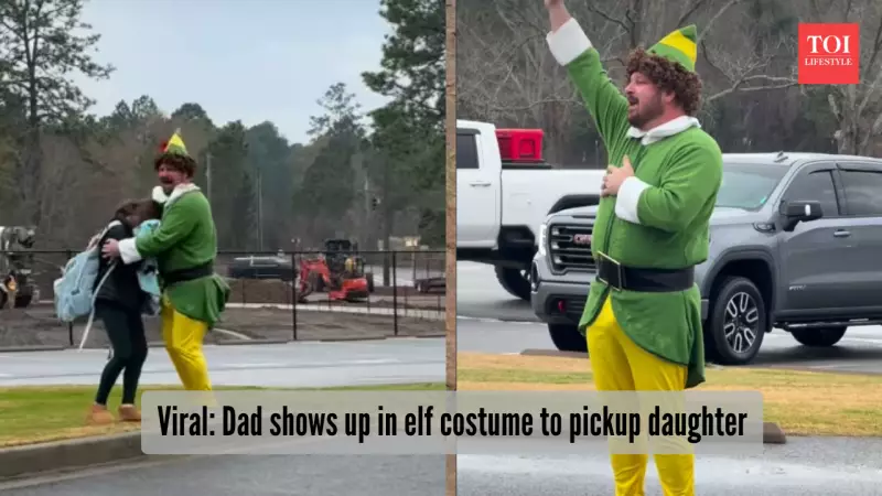 Dad's Hilarious Elf Costume Surprise at School Pickup Goes Viral, Melts Hearts