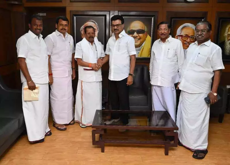 Ex-AIADMK MLA Chinnasamy Joins DMK, Meets CM Stalin in Chennai