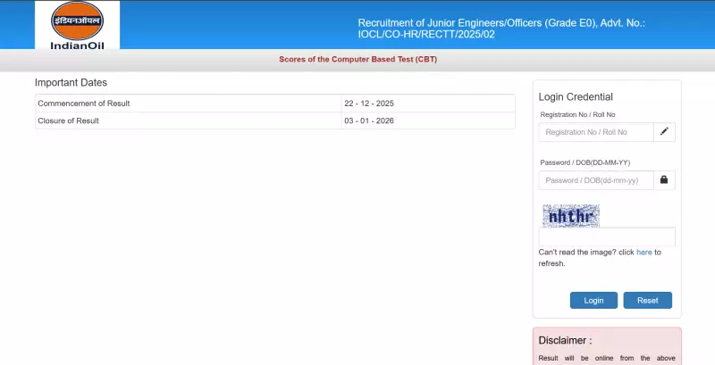 IOCL JE CBT Result 2025 Declared: Download Scorecards from Dec 22