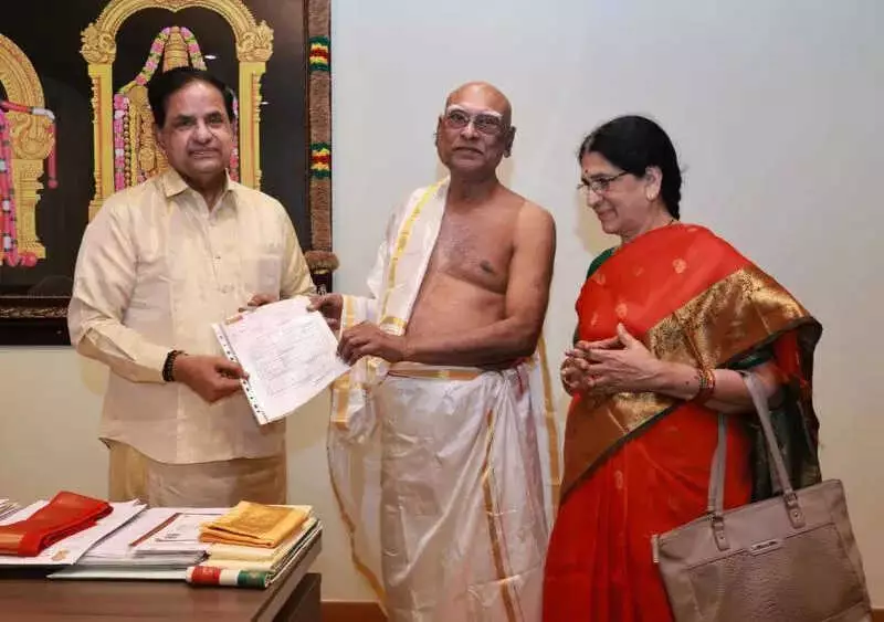 Lavu Rathaiah Donates Rs 1 Crore to TTD's Vidya Dana Trust