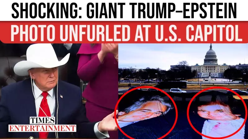 Massive Trump-Epstein Banner Unveiled at US Capitol Ahead of DoJ Files Release