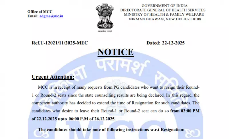 MCC Extends NEET PG 2025 Seat Resignation Window: New Dates & Rules