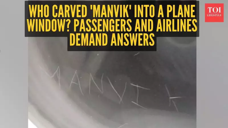 Passenger Carves Name 'Manvik' on Plane Window, Sparks Outrage Online