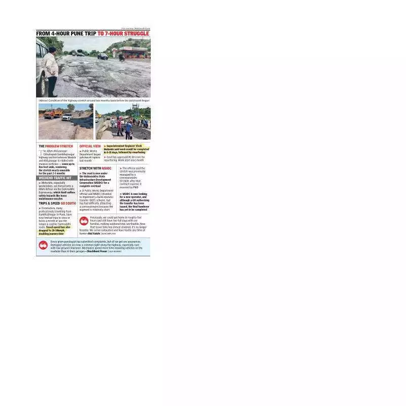 Pune-Sambhajinagar Highway in Tatters: 42km Stretch Crippled by 5-Foot Potholes