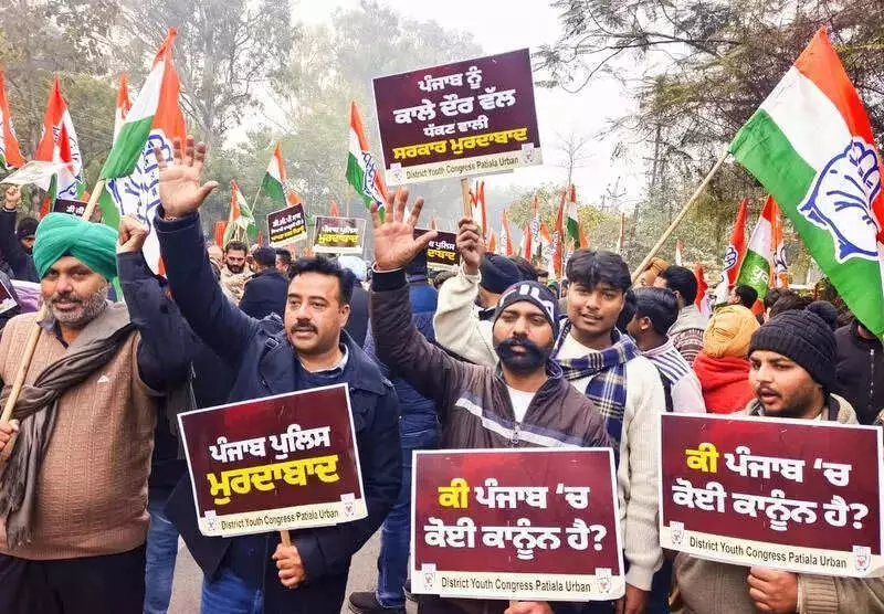 Punjab Youth Congress Stages Statewide Protests Over Law & Order Collapse Under AAP Govt