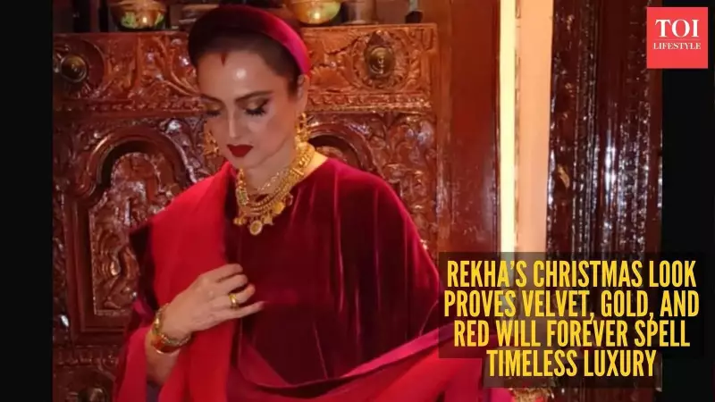 Rekha's Stunning Red Saree Redefines Christmas Fashion at 71