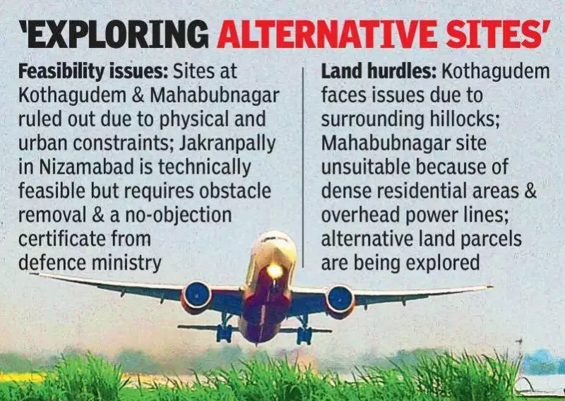 Telangana's Second Airport Plan Stalls: 3 Sites Face Major Hurdles