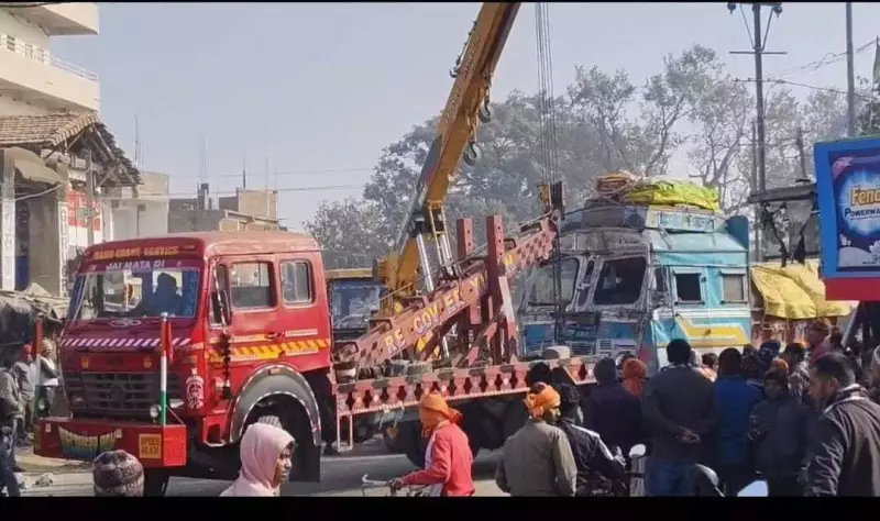 Truck Collision at Satmil Chowk Disrupts Traffic, Driver Injured