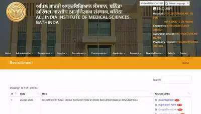 AIIMS Bathinda Recruitment 2025: Apply for 6 Tutor & Clinical Instructor Posts