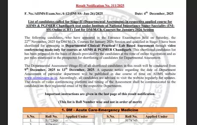 AIIMS, PGIMER Release INI SS Stage-II Shortlist for DM/M.Ch 2026