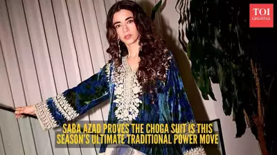 Saba Azad's Royal Blue Velvet Choga Suit Sets 2025 Wedding Fashion Trend